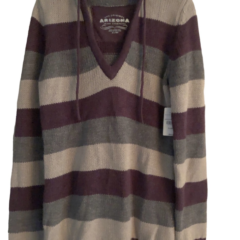 NWT Arizona acrylic knit hooded striped sweater…XLG - Picture 2 of 4